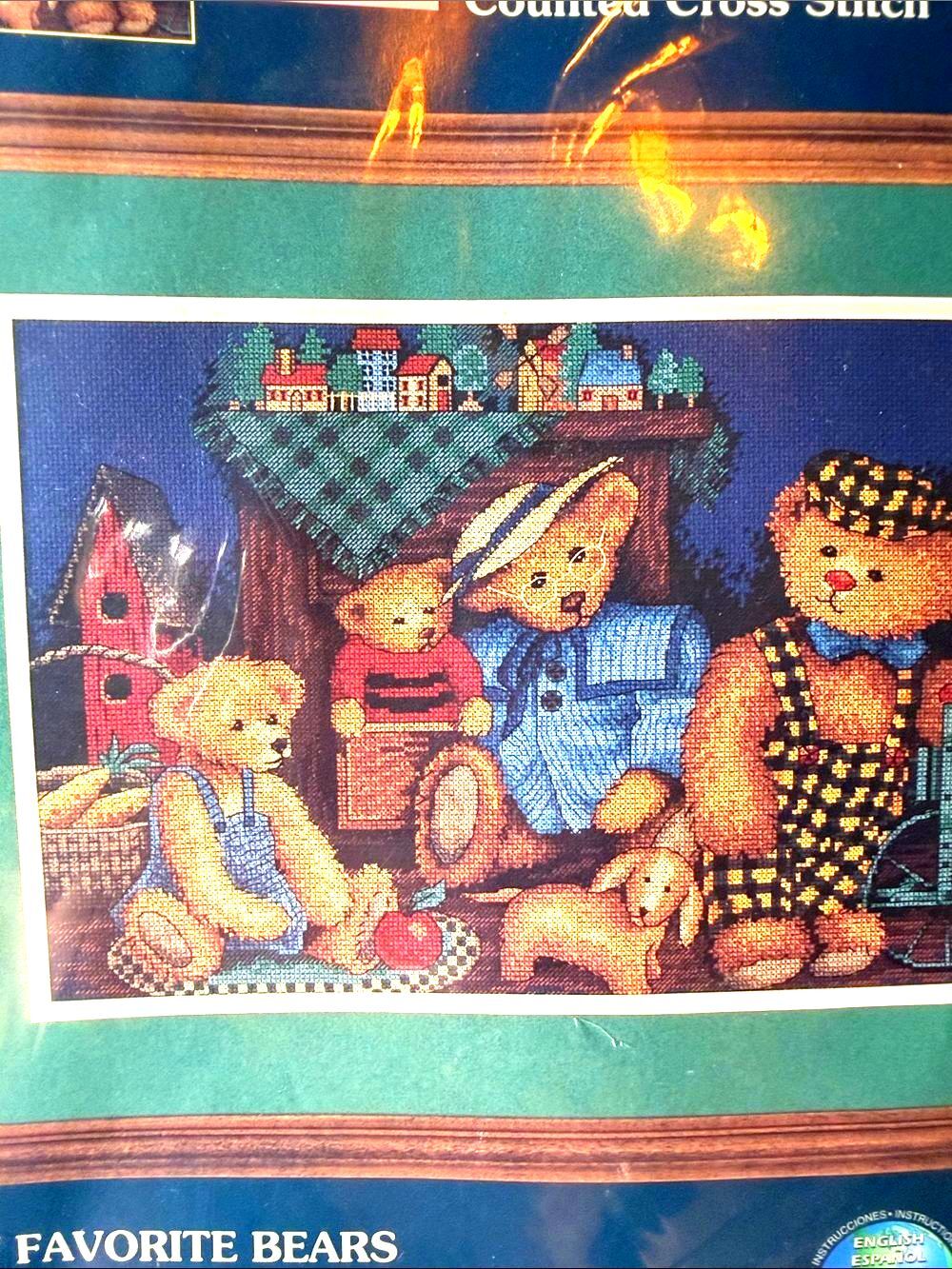VTG 1999 Sunset Counted Cross Stitch Kit My Favorite Bears 13669 Sealed USA - Picture 6 of 6